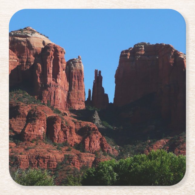 Cathedral Rock in Sedona Arizona Monument Square Paper Coaster (Front)
