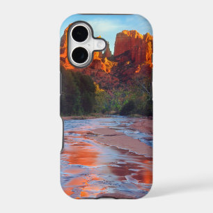Cathedral Rock reflecting in Oak Creek at Sunset
