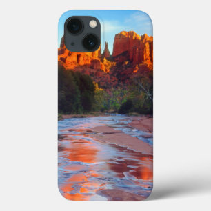 Cathedral Rock reflecting in Oak Creek at Sunset iPhone 13 Case