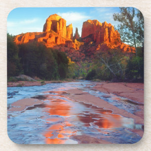 Cathedral Rock reflecting in Oak Creek at Sunset Coaster