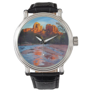 Cathedral Rock reflecting in Oak Creek at Sunset Watch