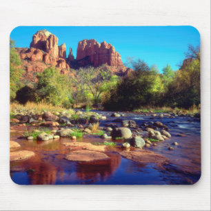 Cathedral Rock reflecting in Oak Creek Mouse Pad
