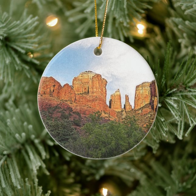 Cathedral Rock Sedona, Arizona Christmas Holiday  Ceramic Ornament (Tree)