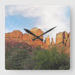 Cathedral Rock Sedona Arizona Square Wall Clock