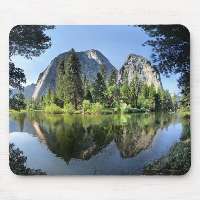 Cathedral Rocks Over the Merced River - Yosemite Mouse Pad (Front)