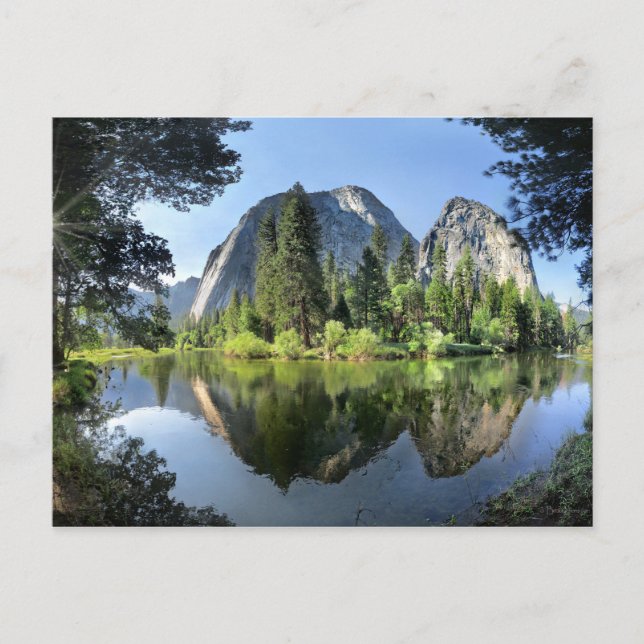 Cathedral Rocks Over the Merced River - Yosemite Postcard (Front)