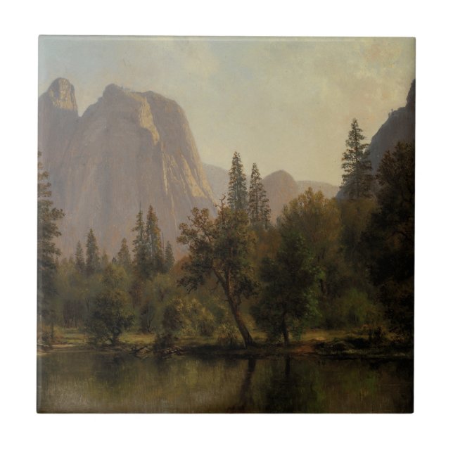 Cathedral Rocks, Yosemite Valley Albert Bierstadt Ceramic Tile (Front)
