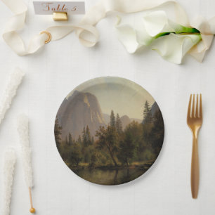 Cathedral Rocks, Yosemite Valley Albert Bierstadt Paper Plate