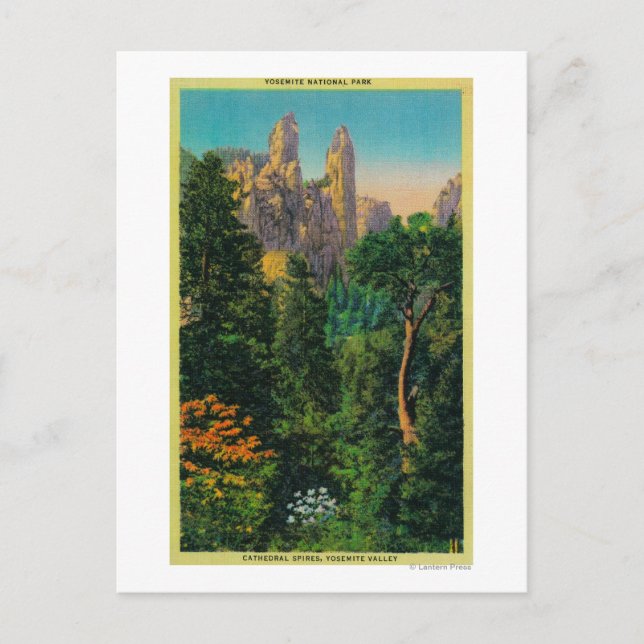Cathedral Spires and Yosemite Valley Postcard (Front)