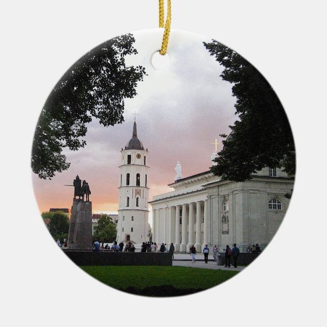 Cathedral Square in Vilnius, LITHUANIA --- Ceramic Tree Decoration (Front)