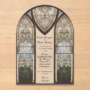 Cathedral Style Stained Glass Effect Wedding Acrylic Invitations