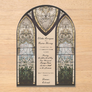 Cathedral Style Stained Glass Effect Wedding Acrylic Invitations