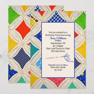 Cathedral Window Quilt Birthday Party Invitation
