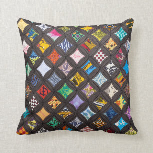 Cathedral window quilt cushion