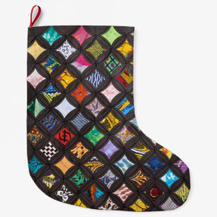 Cathedral window quilt large christmas stocking