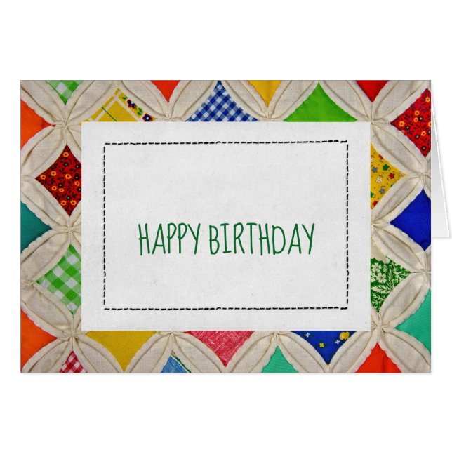 Cathedral Window quilt pattern for birthday (Front Horizontal)