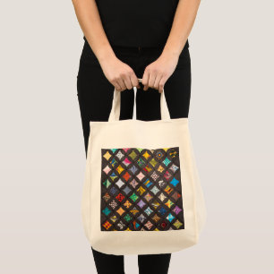 Cathedral window quilt tote bag