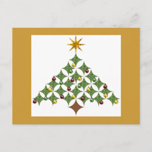 Cathedral windows tree holiday postcard