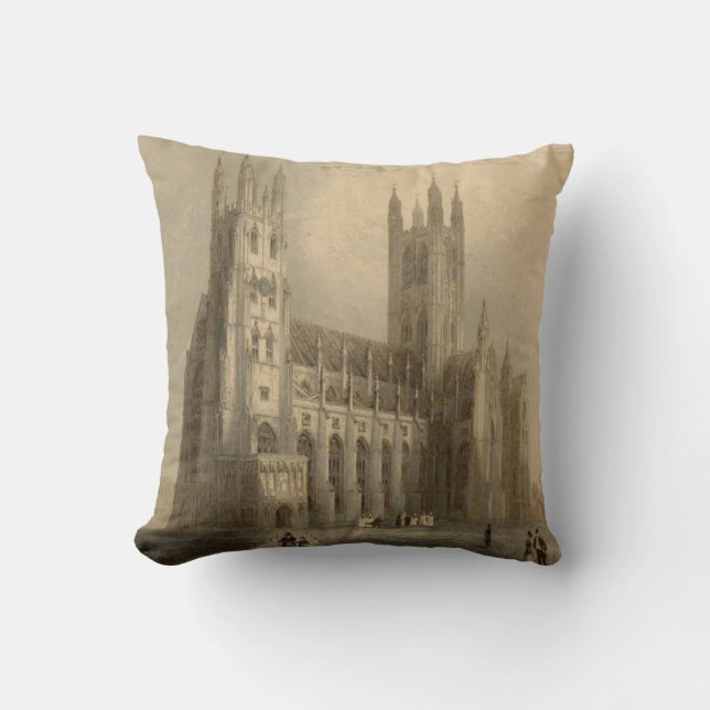Cathedrals of England: Canterbury 1836 Pillow (Front)