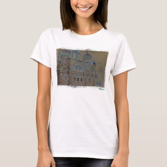 Cathendral St Petersburg, Russian  T-Shirt (Front)