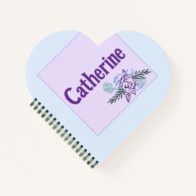Catherine Aqua Rose Heart Notebook [Watermark] (Front)
