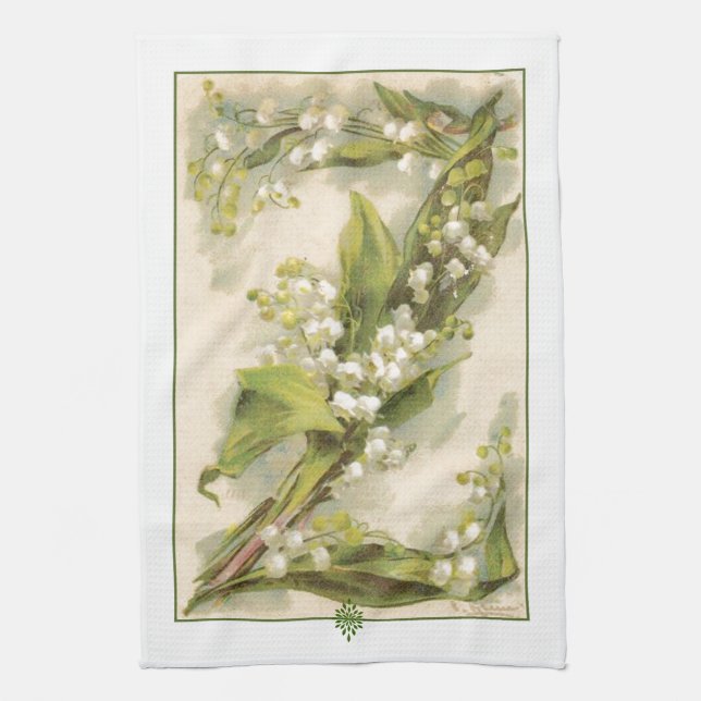Catherine Klein Flower Alphabet Z Lily of Valley Tea Towel (Vertical)