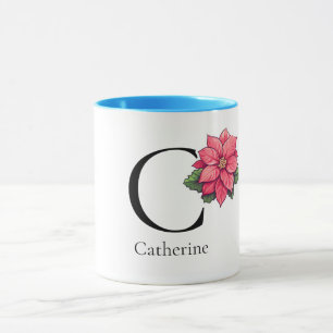 Catherine minimalist monogram mug with flower