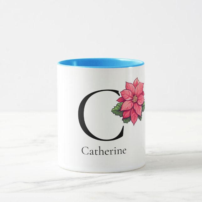 Catherine minimalist monogram mug with flower (Center)