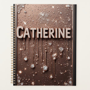 Catherine Name In Rose Gold Dripping Glitter Planner