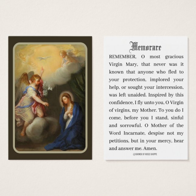 Catholic Annunciation of Mary Memorare Prayer (Front & Back)