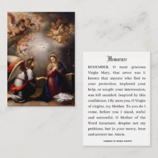 Catholic Annunciation Virgin Mary Memorare Prayer Business Card