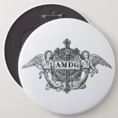 Catholic Art Angels AMDG Traditional Cross 6 Cm Round Badge (Front & Back)