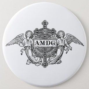 Catholic Art Angels AMDG Traditional Cross 6 Cm Round Badge