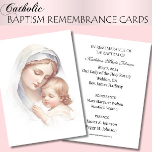 Catholic Baby  Baptism Remembrance Holy Card