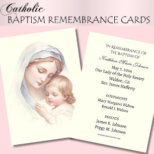 Catholic Baby Baptism Remembrance Holy Card