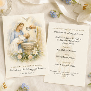 Catholic Baby Baptism Remembrance prayer card