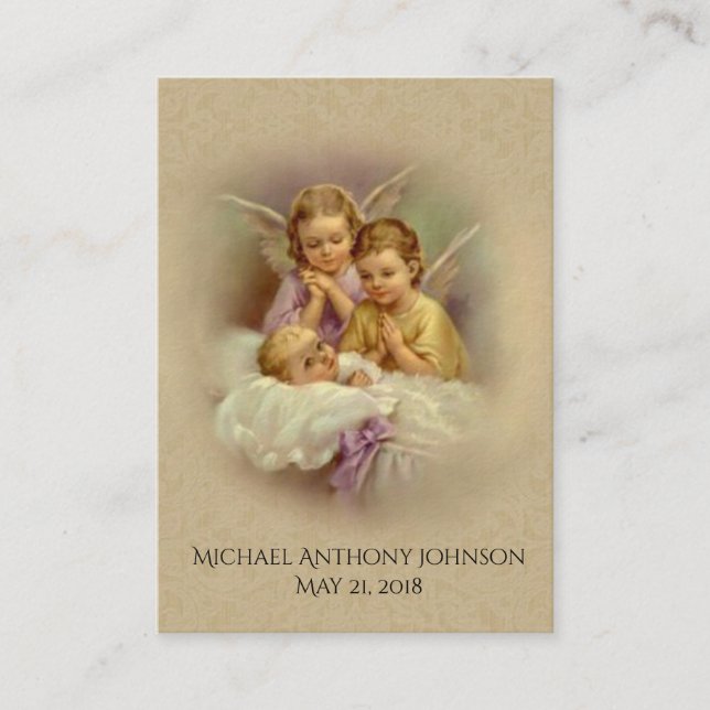 Catholic Baby Baptismal Remembrance Lace Holy Card (Front)