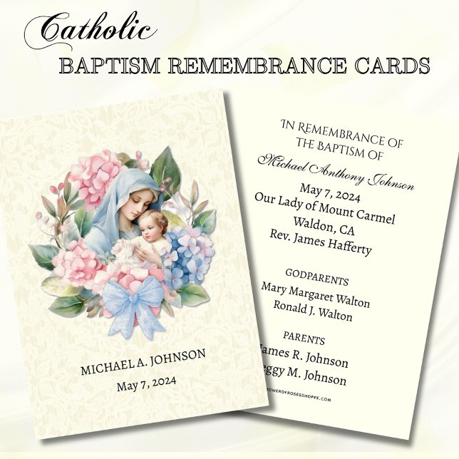 Catholic Baby Boy Baptism Remembrance Holy Card (Creator Uploaded)