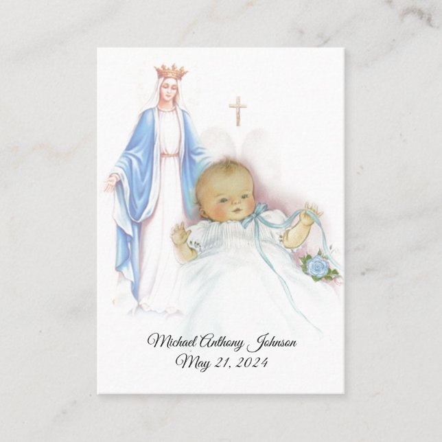 Catholic Baby Boy Baptismal Remembrance Holy Card (Front)