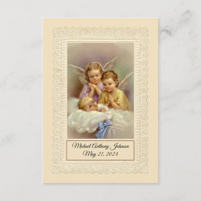 Catholic Baby Boy Baptismal Remembrance Holy Card (Front)