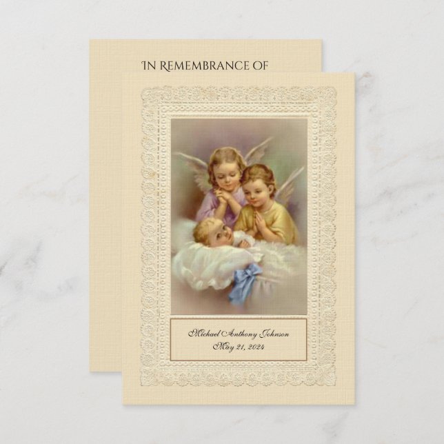 Catholic Baby Boy Baptismal Remembrance Holy Card (Front/Back)