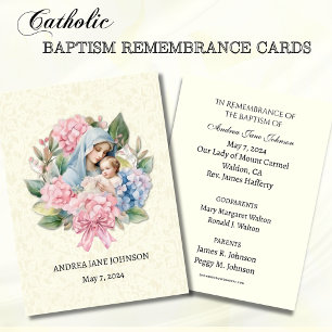 Catholic Baby Girl  Baptism Remembrance Holy Card