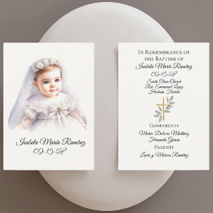 Catholic baptism baby girl remembrance card