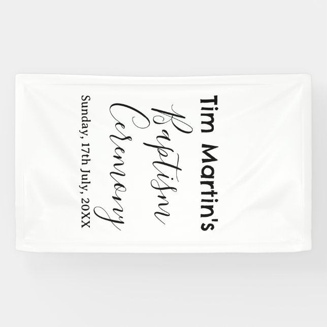Catholic baptism ceremony name date simple minimal banner (Horizontal)