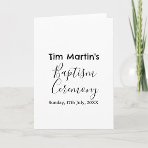 Catholic baptism ceremony name date simple minimal card