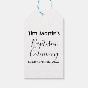 Catholic baptism ceremony name date simple minimal gift tags