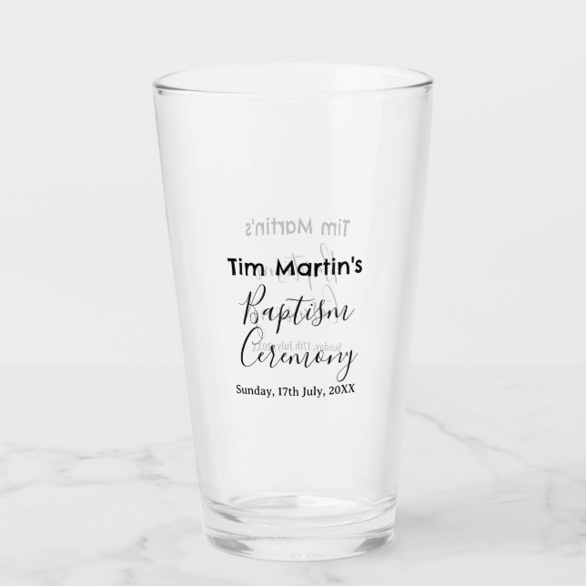 Catholic baptism ceremony name date simple minimal glass (Front)