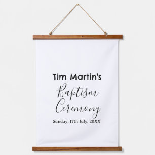 Catholic baptism ceremony name date simple minimal hanging tapestry