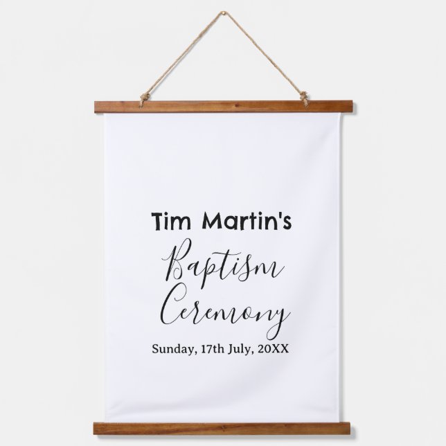 Catholic baptism ceremony name date simple minimal hanging tapestry (Front)