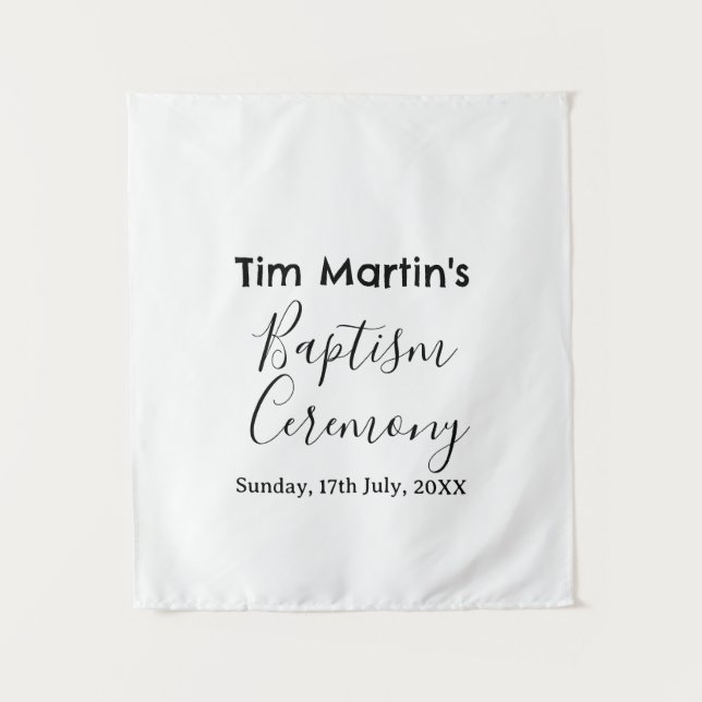 Catholic baptism ceremony name date simple minimal tapestry (Front)